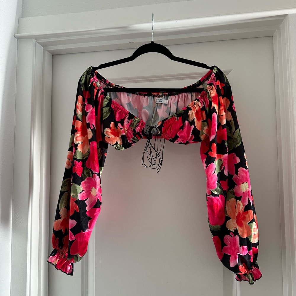 Beginning  Boutique Black and Floral Top
